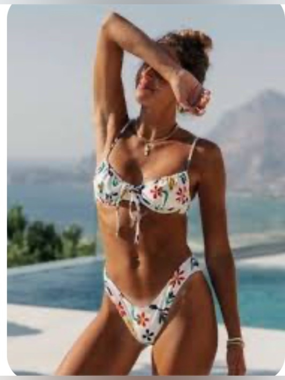 Honey swimsuit NWT White Floral Tie-Front Bikini Set bottoms S Top is XL
